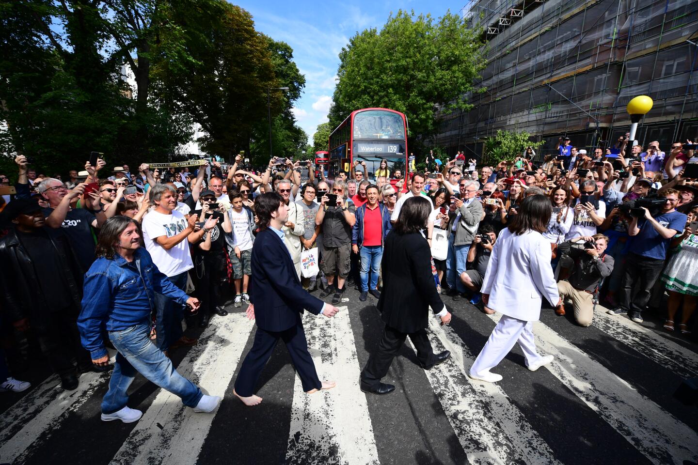 Fans recreate Beatles' Abbey Road cover shot 50 years on - Los